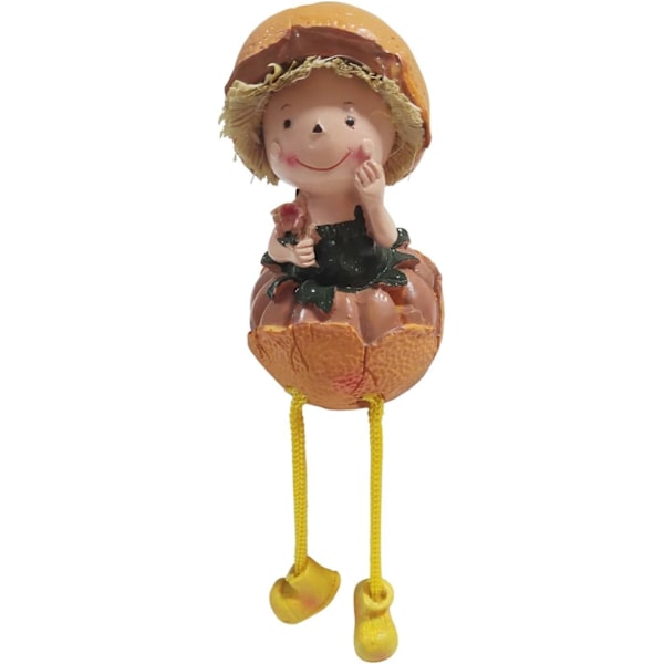 Söta orange flicka docka statyer kawaii långa ben resin figurin dekor