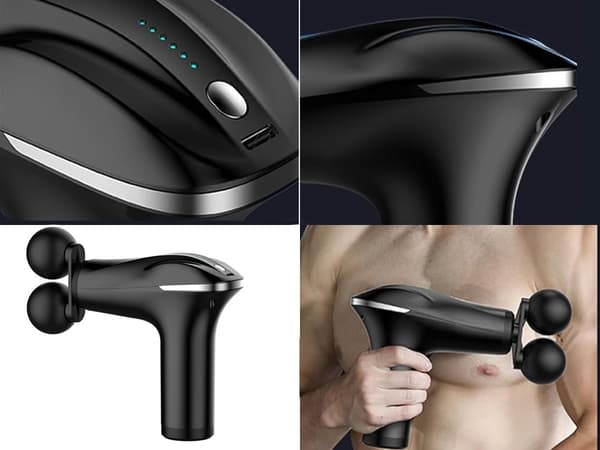 Rygmassagepistol kropsbenmassager stærk massagepistol 4 spidser black