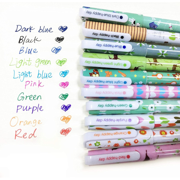 10 stk. søde farvepenne til kvinder Toshine farverige gelpenne flerfarvede penne til Bullet Journal-skrivning Roller Ball Fine Point-penne D Multicolored
