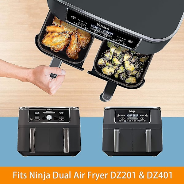 2-pack silikonformar för Ninja Foodi Dz201/dz401 8qt, återanvändbara airfryer-formar för Ninja Dual Air Fryer