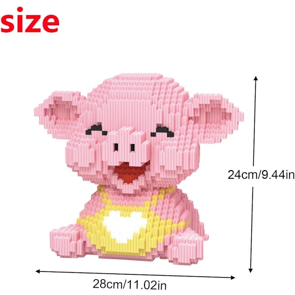 Mikro Byggeklodser Mini Kæledyrs Byggelegetøj Klodser til børn Happy Pig 11.02 x 5.9 x 9.44 inches