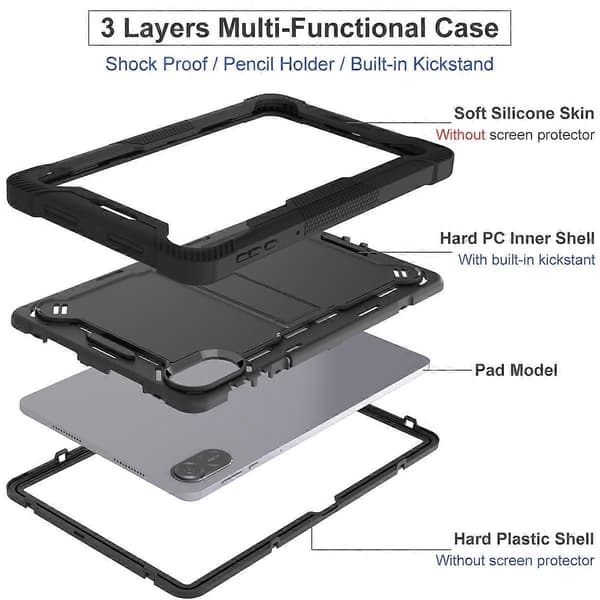 Skyddsfodral för Honor Pad X9 med Ställ, Stöttåligt Silikon + PC Tablet Skydd