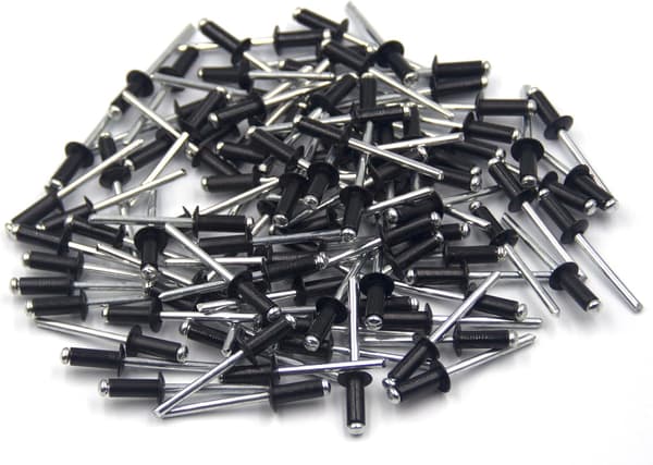100 st 4,8 x 12 mm aluminium blindnit, öppna blindnit, popnit, förpackning om 100 (svart)