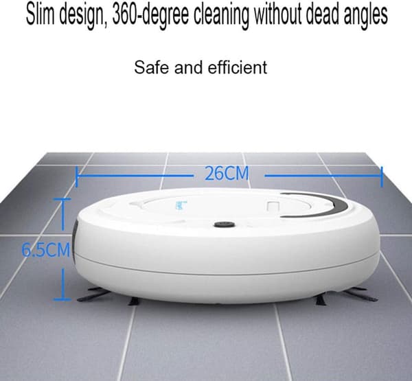 Robotdammsugare med stark sugkraft, 1800PA intelligent anti-drop-sensor White