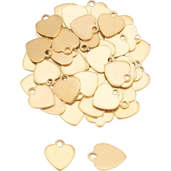 30pcs Golden Heart Pattern Charms Stainless Steel Heart Pendants Hypoallergenic Small Heart Charm for Jewelry Making Necklace Bracelet.