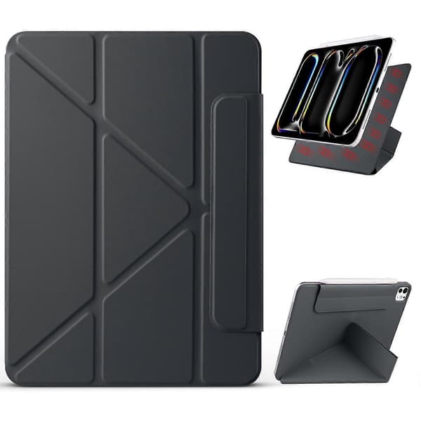 Etui til iPad Pro 13 (2024) PC+PU Læder Origami Stand Magnetisk Tablet Cover - Sort