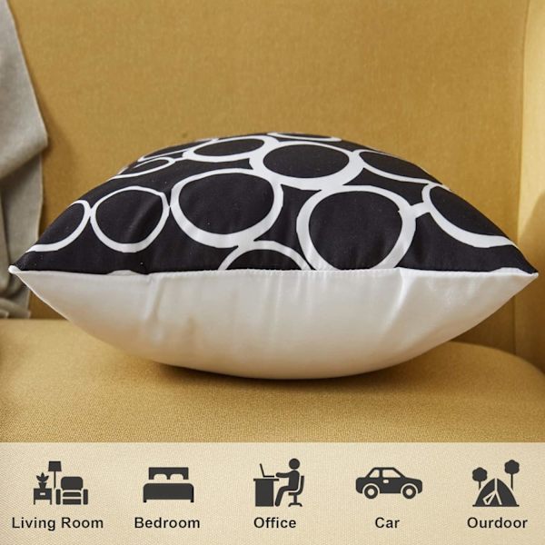 100% Holdbar Canvas Firkantet Dekorativ Pudebetræk til Sofa, Sæt af 6, 18×18 Tommer Black