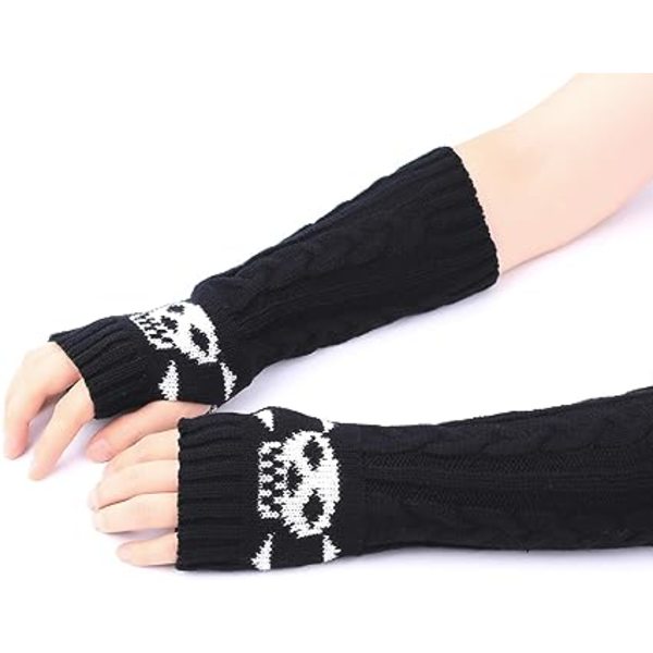 Fingerless Punk Skull Håndvarmer Til Cosplay Skrivning Kørsel