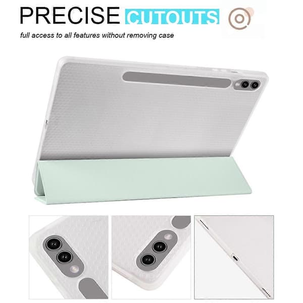 For Samsung Galaxy Tab S10+ Deksel med Penneholder Tri-Fold Stativ Nettbrettdeksel Auto Våkne/Sov
