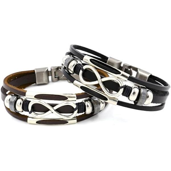 Punk Alloy Läderarmband med Rostfritt Stål Spänne Herr, Dam (21cm) Brun
