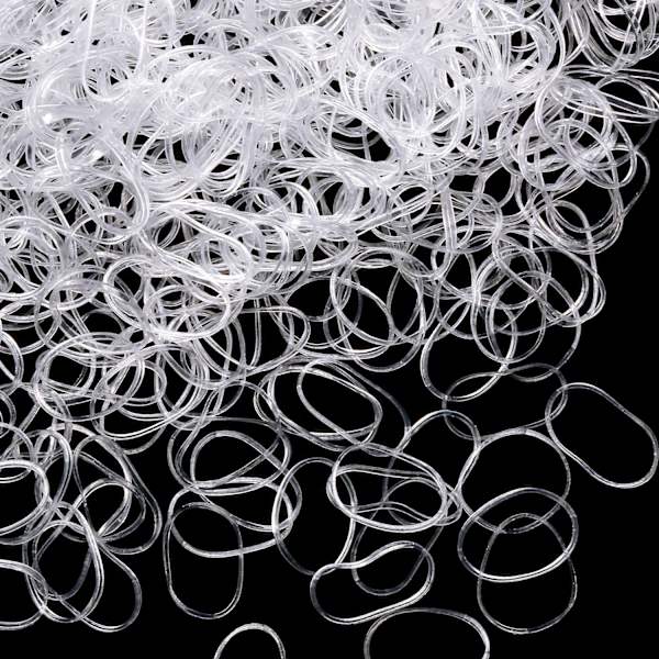 1000 st Mini Gummiband Mjuka Elastiska Band för Barn Hår Flätor Hår Clear