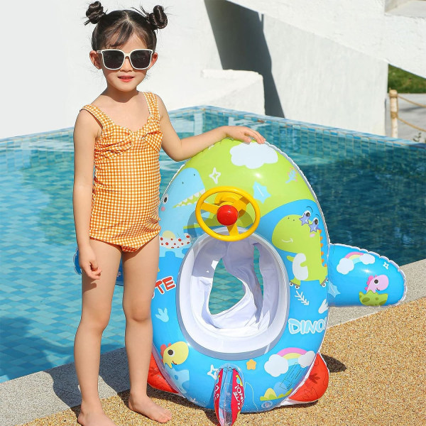 Babyflottör för pool, simflottör baby uppblåsbara flottör med ratt och vattenpistol