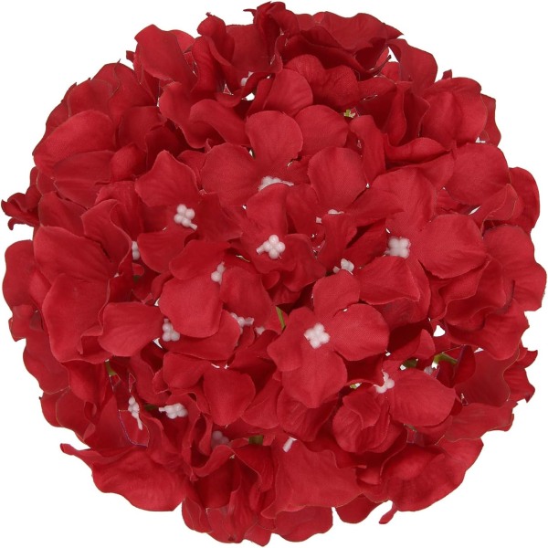 Silke Hortensiahoveder Kunstige Blomsterhoveder til Hjemmebryllupsdekoration, Pakke med 10 red