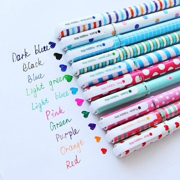 10 stk. søde farvepenne til kvinder Toshine farverige gelpenne flerfarvede penne til Bullet Journal-skrivning Roller Ball Fine Point-penne A Multicolored