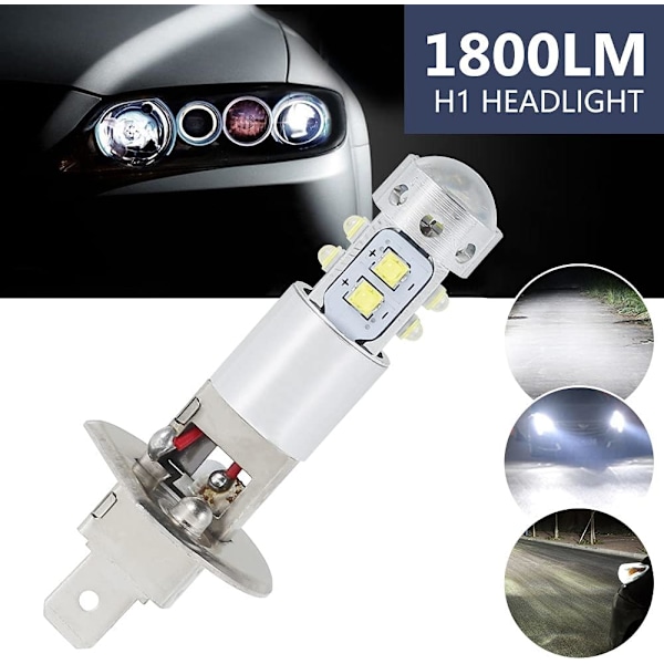 2PCS H1 LED-strålkastarlampor Super Bright 6000K Vita LED-dimljuslampor Strålkastare