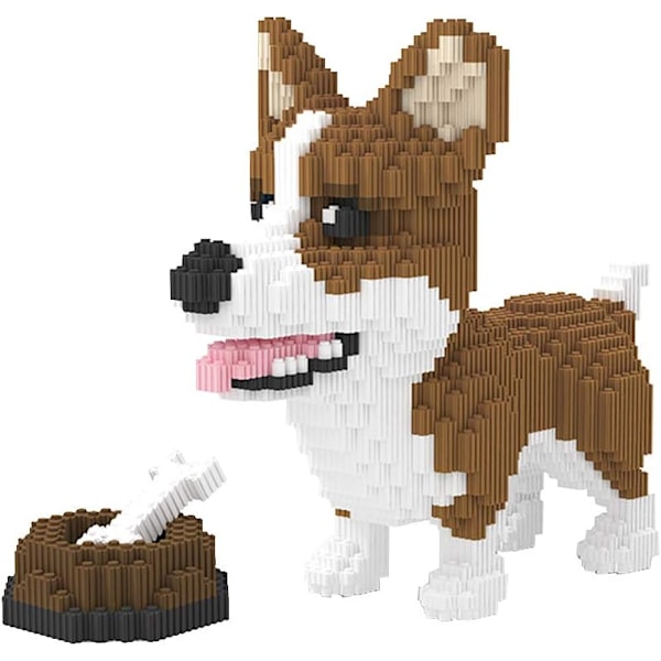 Mikro Byggeklodser Mini Kæledyrs Byggelegetøj Klodser til børn Corgi Dog and Food 12 x 6 x 12 inches