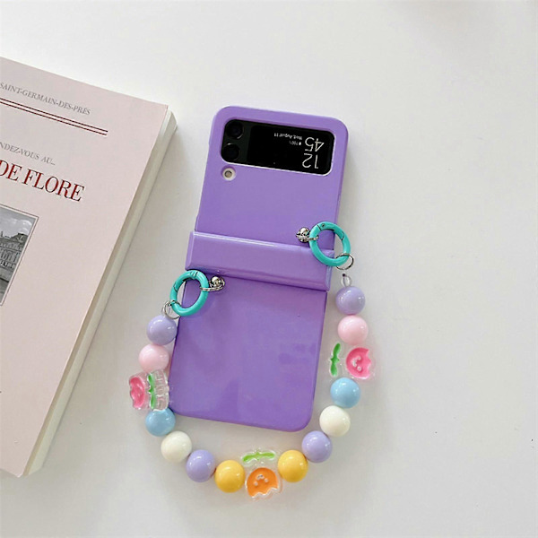 Sødt Blomsterarmbånd Etui Kompatibelt Med Samsung Galaxy Z Flip 4, Hårdt Pc Stødsikkert Cover Med Hængsel