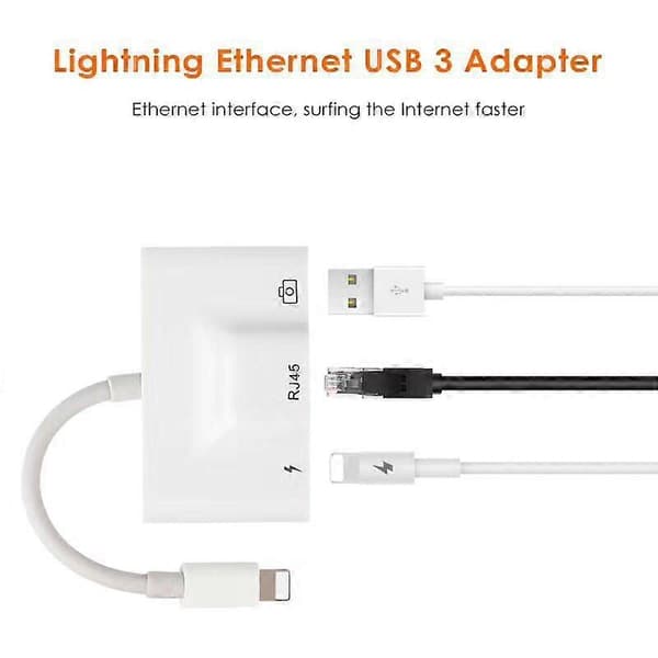 Lightning til RJ45 Ethernet LAN 10/100 Mbps nettverks Ethernet-adapter med Lightning for iPhone/iPad