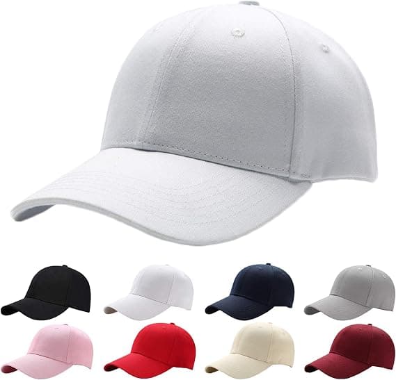 Baseball Cap for Men Women - 100% Bomull hvit