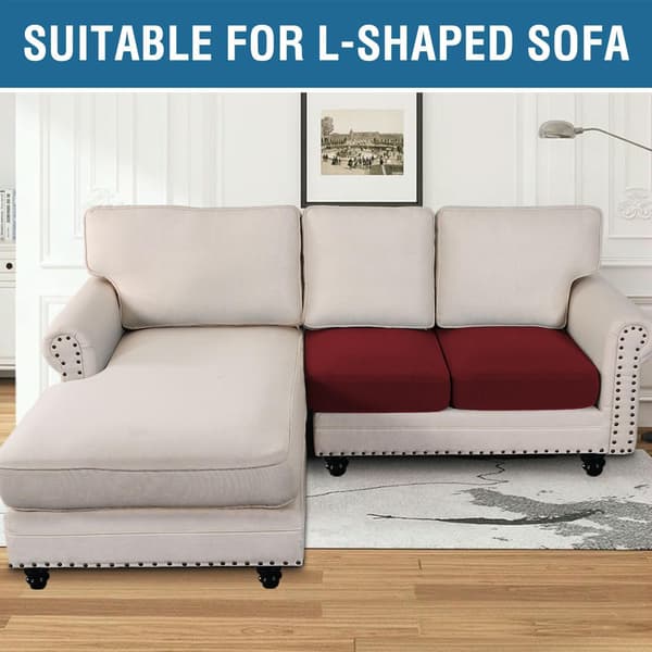 Stretch Soffkuddfodral Soffkudde Möbelskydd Sofföverdrag med Elastisk Botten Små Rutor (2 Delar, Vinröd) 1 Seater*2 Burgundy Red