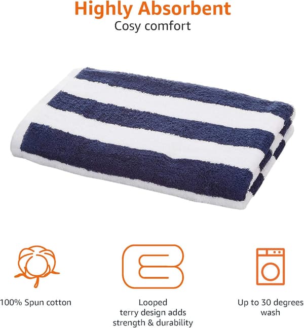 Strandhåndklæde - Cabana Stripe, Navy Blue, 1 stk.