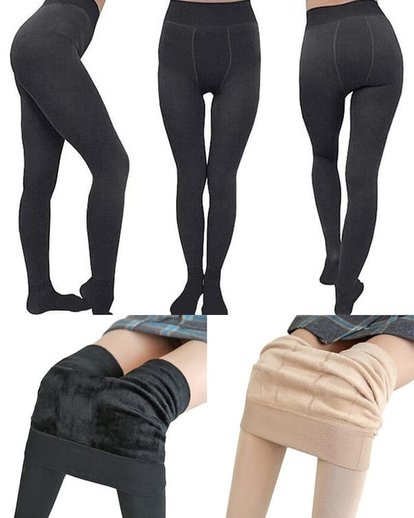 Fôrede vinterleggings med sokker - Dame - Holder deg varm beige