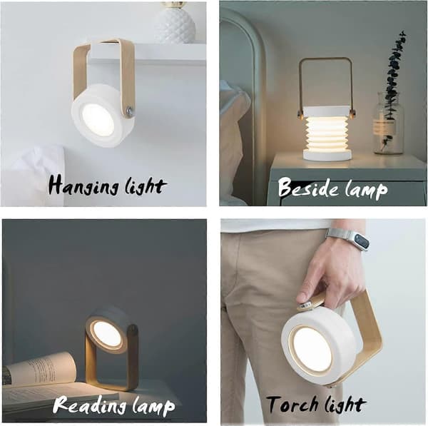 Sammenklappelig Sengelampe, USB Genopladelig LED Lanterne Lampe (Hvid)