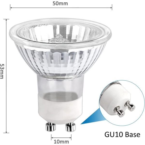 Halogenlampa GU10 35W 230V, 380lm Varmvit 2700K, Dimbar halogenspotlampa, för skåpbelysning, displaylampor, 6-pack