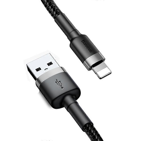BASEUS Cafule Series 1M vevd iP data synkroniserings- og ladekabel for iPhone X/8/8 Plus – svart/grå