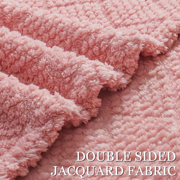 Mykt jacquard-pledd til sofa, 150x200 CM, vaffelpledd, lett og koselig sengeteppe, helårs, luftig mikrofiber, rosa 150*200CM Pink