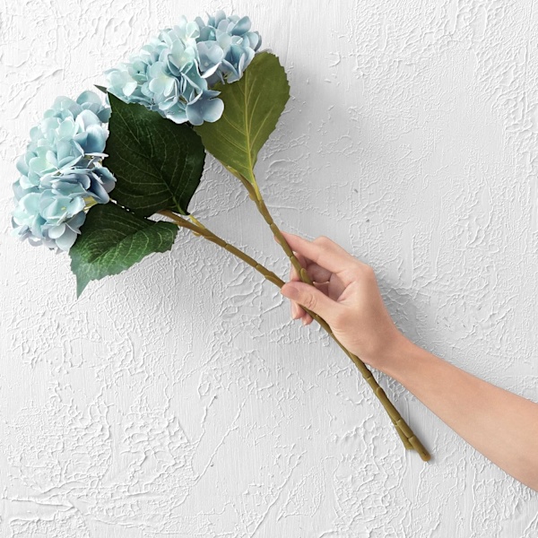 5 st konstgjorda sidenhortensior, blomsterarrangemang dekoration 47 cm blue