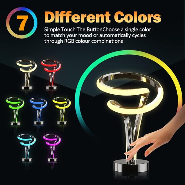 Sengelampe til soveværelset, dæmpbar Touch LED natlampe, 7 farver, moderne spiraldesign