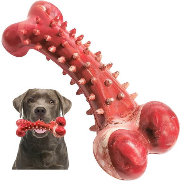 Hundleksak, Bone Dog Chew tandborste, Bittålig gummitandrengöringssticka för medelstora och stora hundar, nötköttssmak