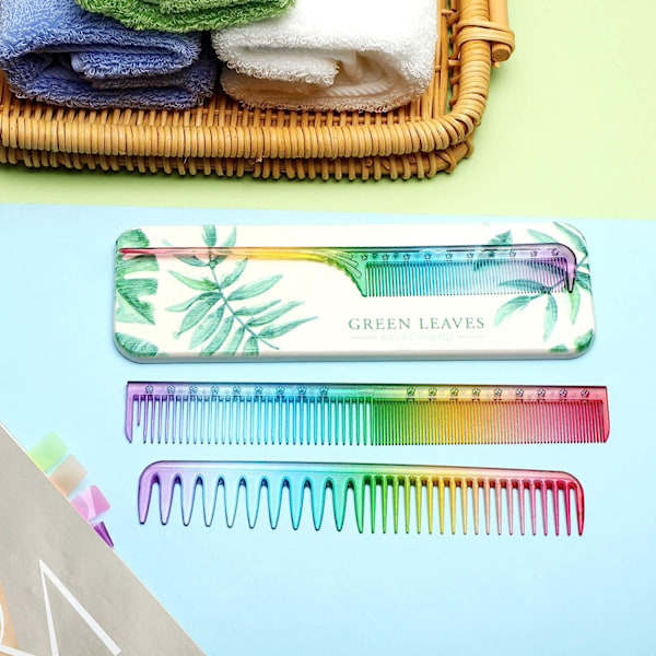 3-pakning Fine Cutting Combs Salon Combs Fine Tooth Combs Styling Combs Anti-Static Heat Resistant Hair Combs (Rainbow)