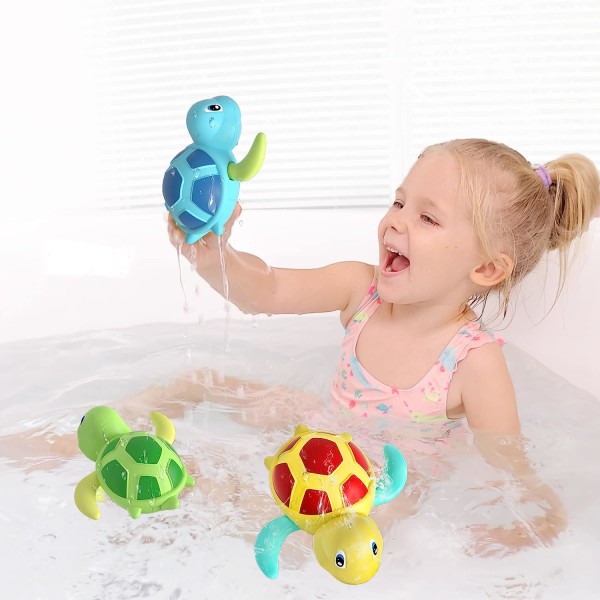 Badelegetøj 1-3 år, baby pige legetøj badekar skildpadde legetøj, nuttet flerfarvet flydende bade dyr legetøj - [3 stykker]