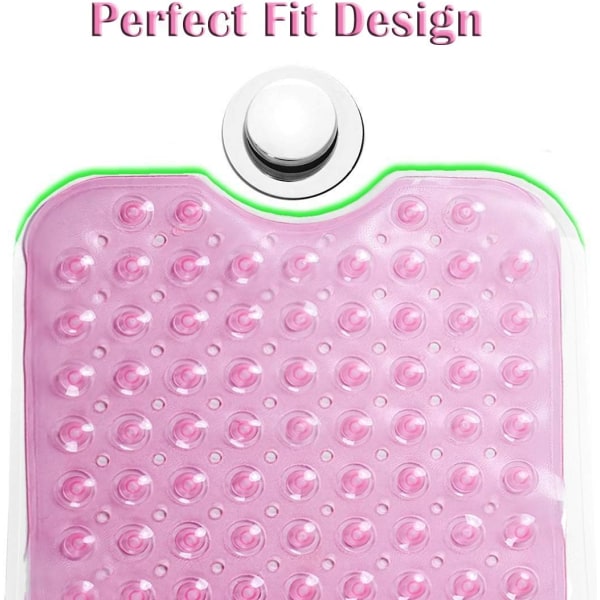 Badekar måtte 30% Ekstra Lang Bruse måtte Anti-Skridsikker Bade måtte med 200 Sug kopper, 16 x 40 tommer Transparent Pink 16 x 40 in