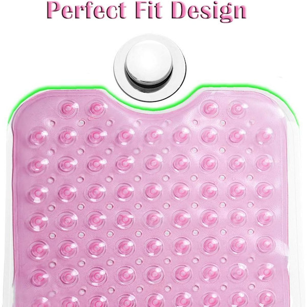 Badkarmatta 30% Extra Lång Duschmatta Halksäker  Halksäker Badmatta med 200 Sugkoppar, 16 x 40 tum Transparent Pink 16 x 40 in