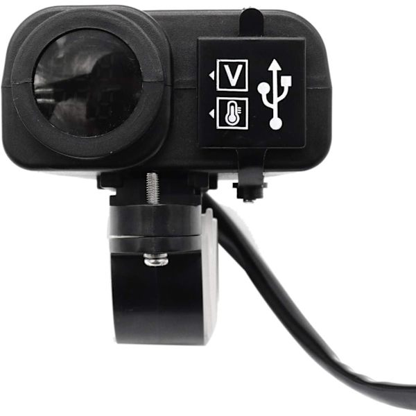 12V 5V Motorcykel USB-laddare för 2.1A 12V Motorcykelladdare med LED Voltmeter Display Termometer