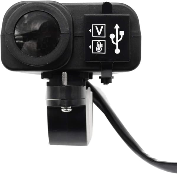 12V 5V Motorcykel USB-oplader til 2.1A 12V Motorcykeloplader med LED Voltmeter Display Termometer