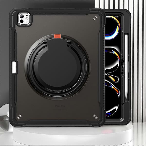 Fodral för iPad Pro 13 (2024) Roterande Ställ PC+TPU+Silikon Tablet Skydd