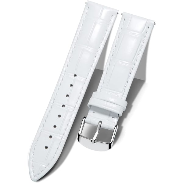 Genuine Leather Watch Band Quick Release Replacement Smart Watch Strap Crocodile Pattern with Silver Buckle for Men Women (20mm)