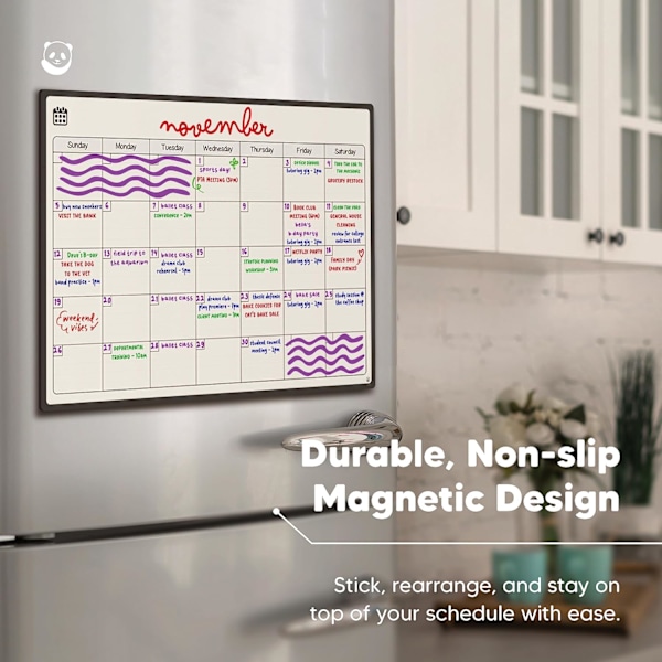 Magnetisk kjøleskap whiteboard kalender - Perfekt månedsplanlegger, memo eller påminnelse om arrangementer for voksne og barn - Oppslagstavle - Månedlig