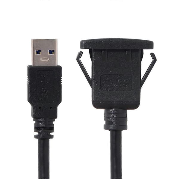1M Vandtæt Enkelt USB 3.0 Forlænger Låsemontering Bil AUX Kabel til Instrumentbrætpanel