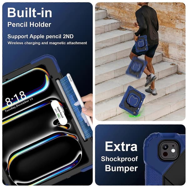 Kickstand-etui til iPad Pro 13 (2024) Silikone+PC Tablet Cover