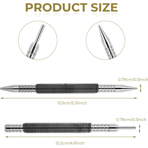 2 stk fjærspiker, spikerverktøy og hengselpinnefjerningsverktøy Dobbelthodet spikersetter Hammerløs fjærpinnepunch Slående (12,2/13,5 cm)