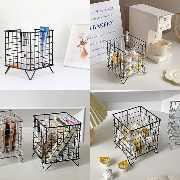2-pakning kaffeputeholder, firkantet tråd K-koppholder Espresso-puteorganisator, metall kaffeputeoppbevaringskurv for kjøkken, pantry, kontor, svart