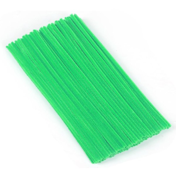100 stycken piprensare, Chenilletråd 6mm x 30cm, Piprensare för hantverk DIY-projekt Chenilletråd Fluorescent green