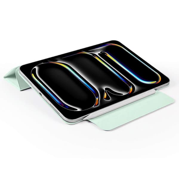 Fodral för iPad Pro 11 (2024) PC+PU Läder Origami Ställ Magnetiskt Tablet Skydd - Ljusgrön