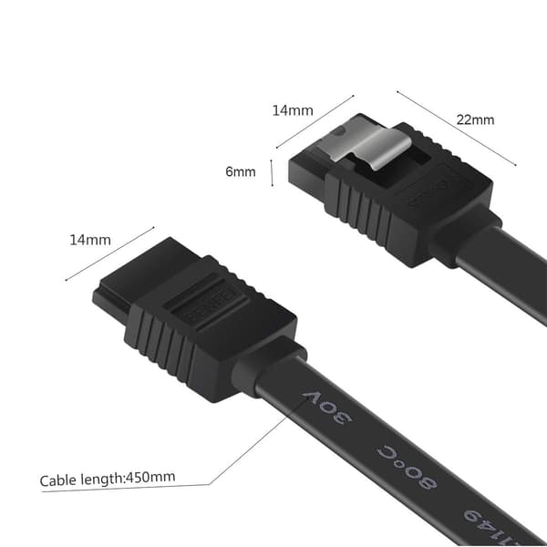 SATA Kabel III 6Gbps Lige HDD SDD Datakabel med Låsepal 18 Tommer Kompatibel med SATA HDD, SSD, CD Driver, CD Writer