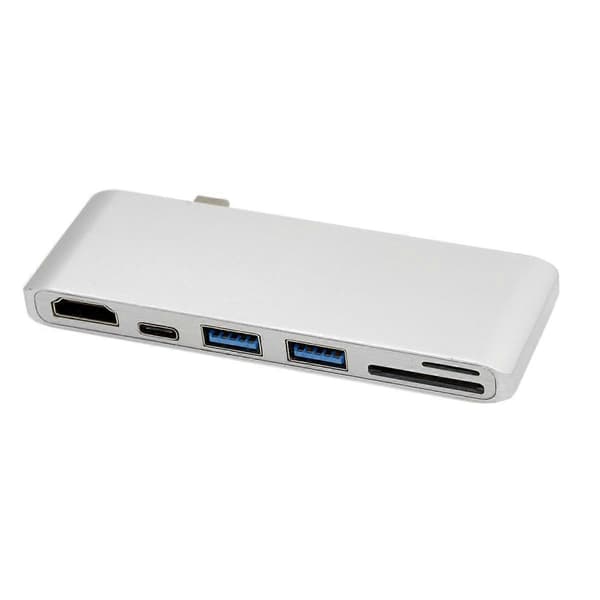 USB 3.1 Type-C hann til Type-C hunn+HDMI+Dobbel USB 3.0+SD/TF-kortleser